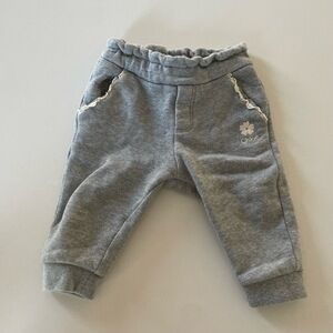 NWT Chloe Kids Melange Cotton Track Pants Lace‎ Trim Sweatpants 9M